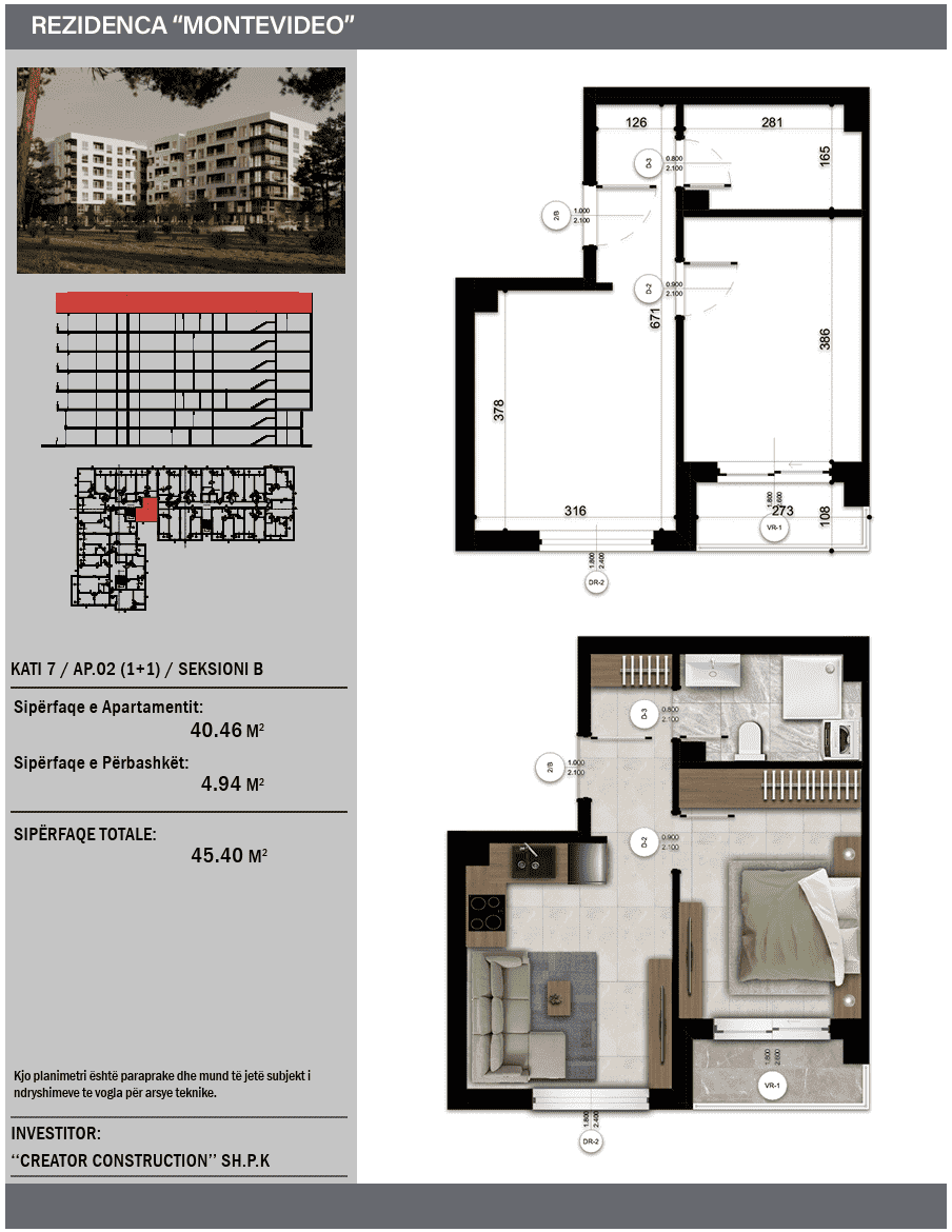 2-izbový apartmán na 7. poschodí s výhľadom na more, Montevideo Residence - 2